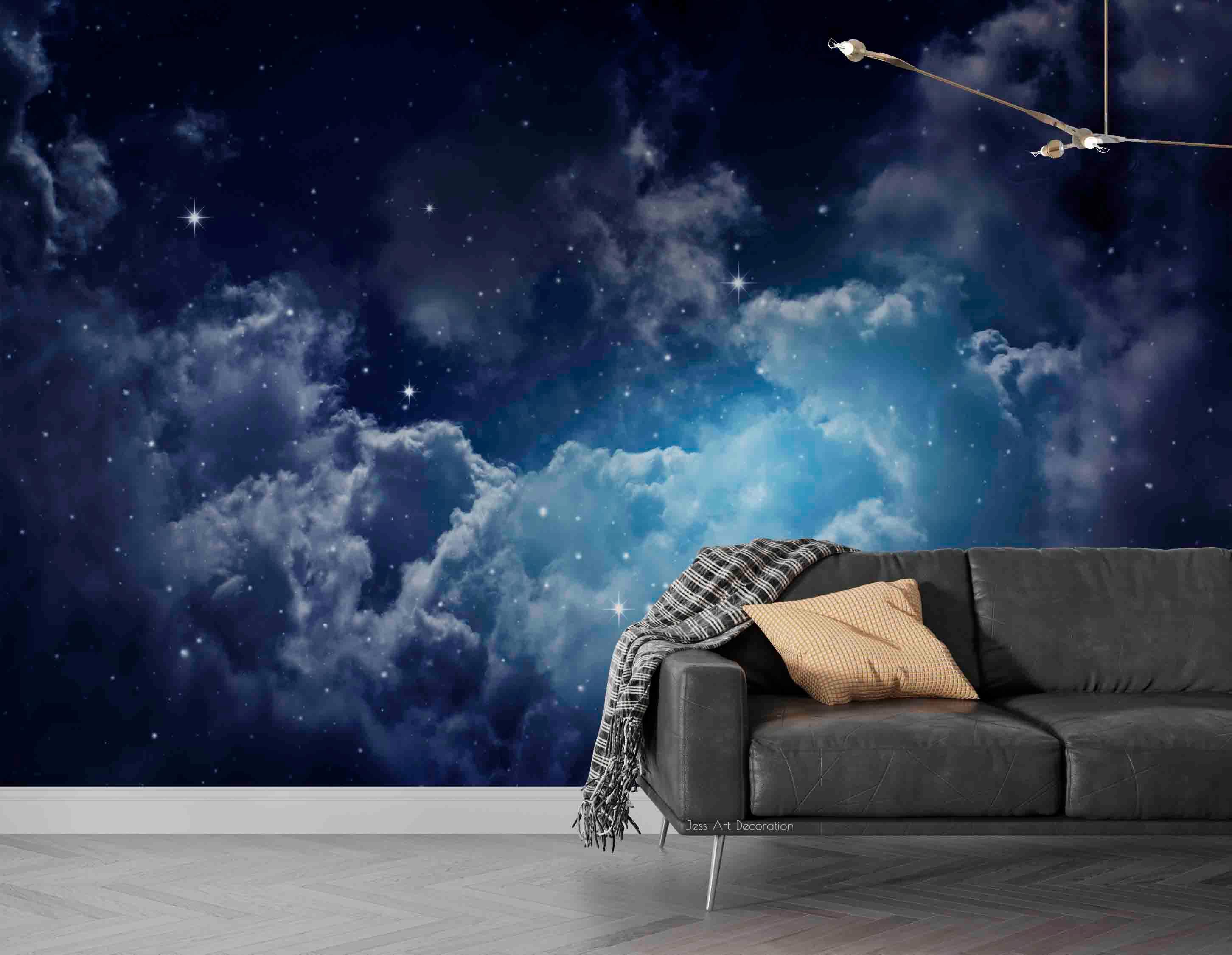 3D Blue Night Sky Star Cloud Wall Mural Wallpaper GD 2980- Jess Art Decoration