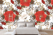 3D red flowers wall mural wallpaper 8- Jess Art Decoration