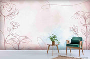 3D Watercolor Pink Floral Wall Mural Wallpaper LQH 97- Jess Art Decoration