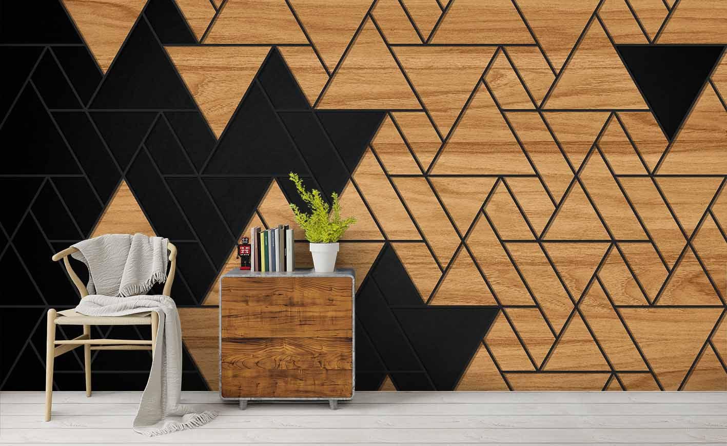 3D Wooden Black Triangle Splice Wall Mural Wallpaper 40- Jess Art Decoration