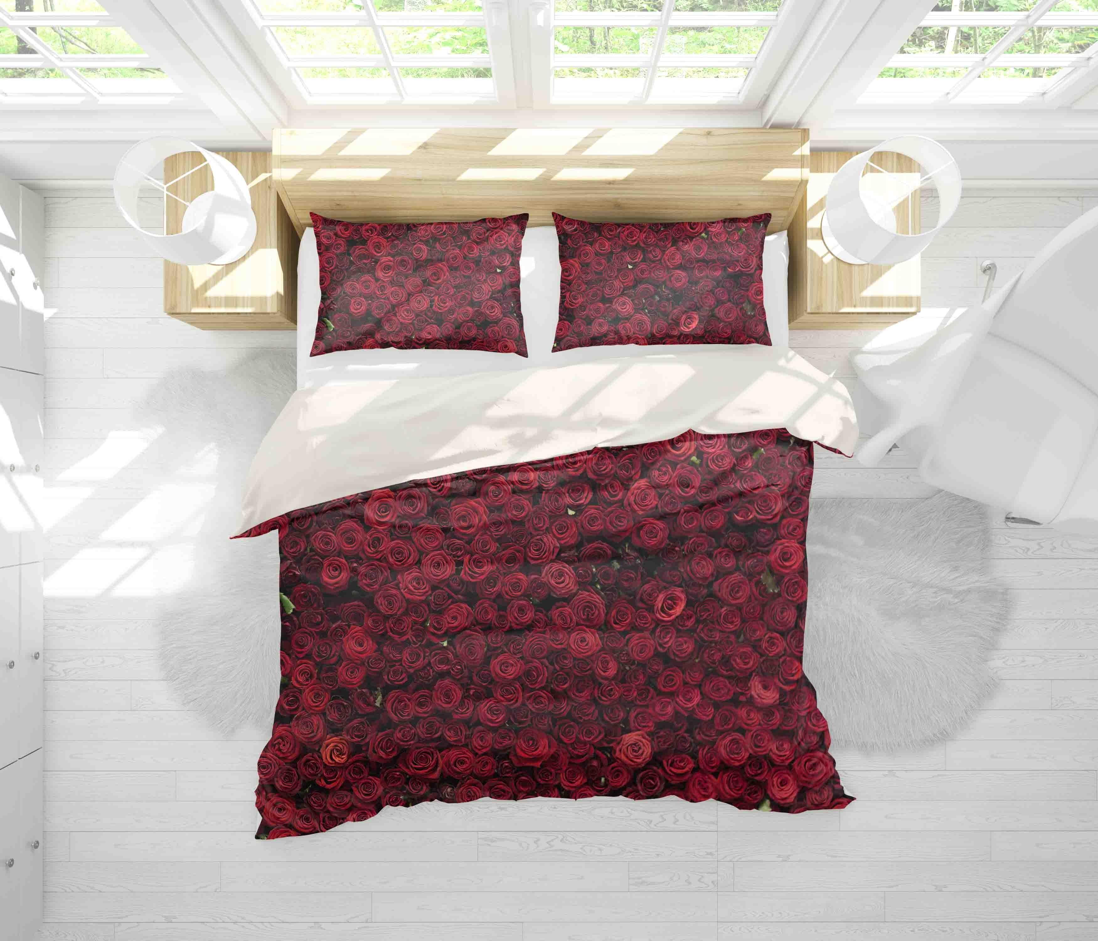 3D Red Rose Quilt Cover Set Bedding Set Pillowcases 95- Jess Art Decoration