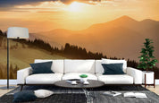 3D Sunset Sky Mountain Forest Landscape Wall Mural Wallpaper LQH 58- Jess Art Decoration