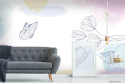 3D Watercolor Floral Butterfly Wall Mural Wallpaper LQH 15- Jess Art Decoration