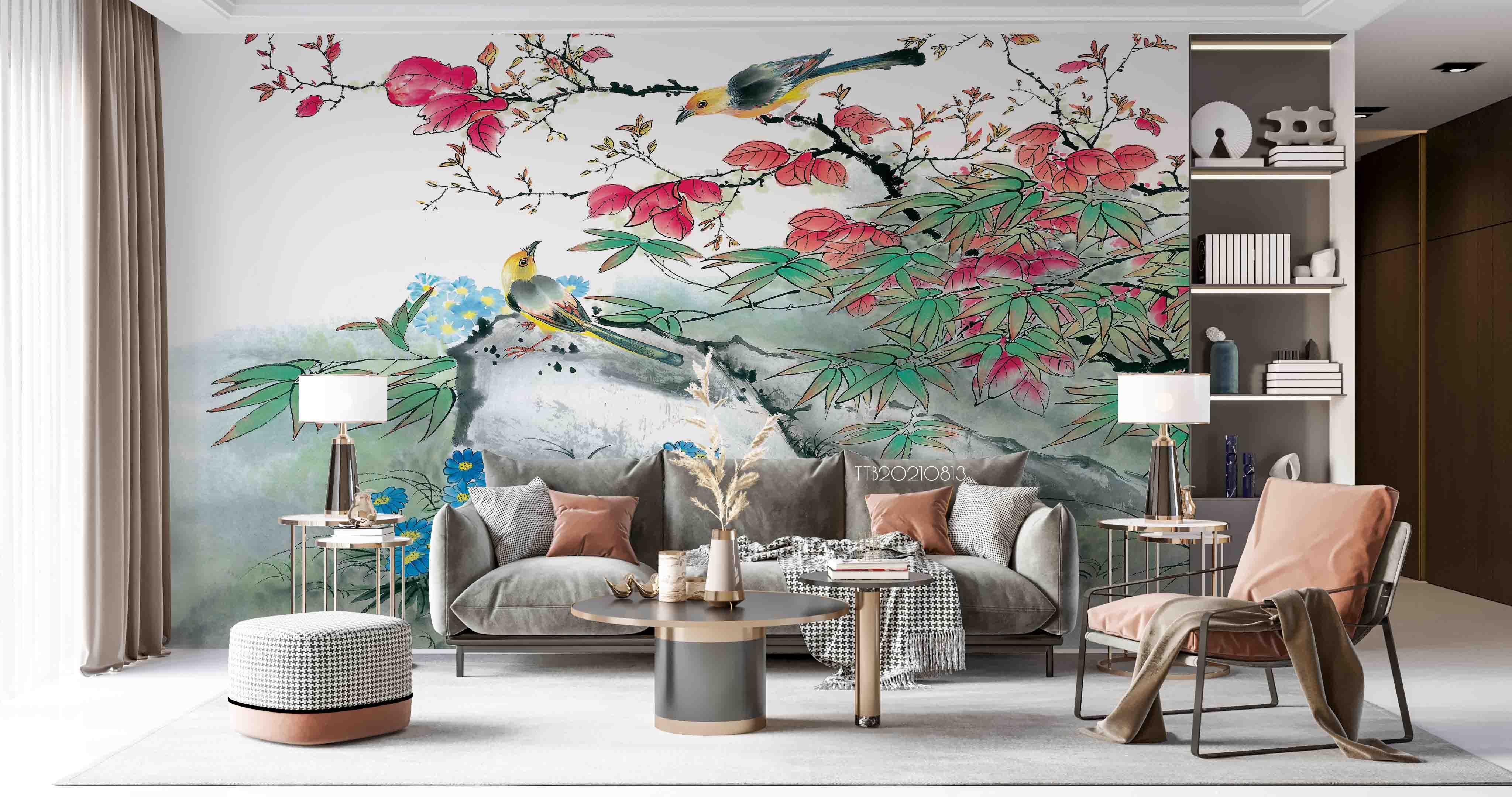 3D Chinese Style Tree Flowering Magpie Wall Mural Wallpaper SWW5096- Jess Art Decoration