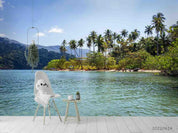 3D Tropics Islands Coconut Trees Lakes Mountains Wall Mural Wallpaper SWW2357- Jess Art Decoration