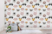 3D Cartoon Cute Animal Bear Panda Fox Pattern Wall Mural Wallpaper WJ 5038- Jess Art Decoration