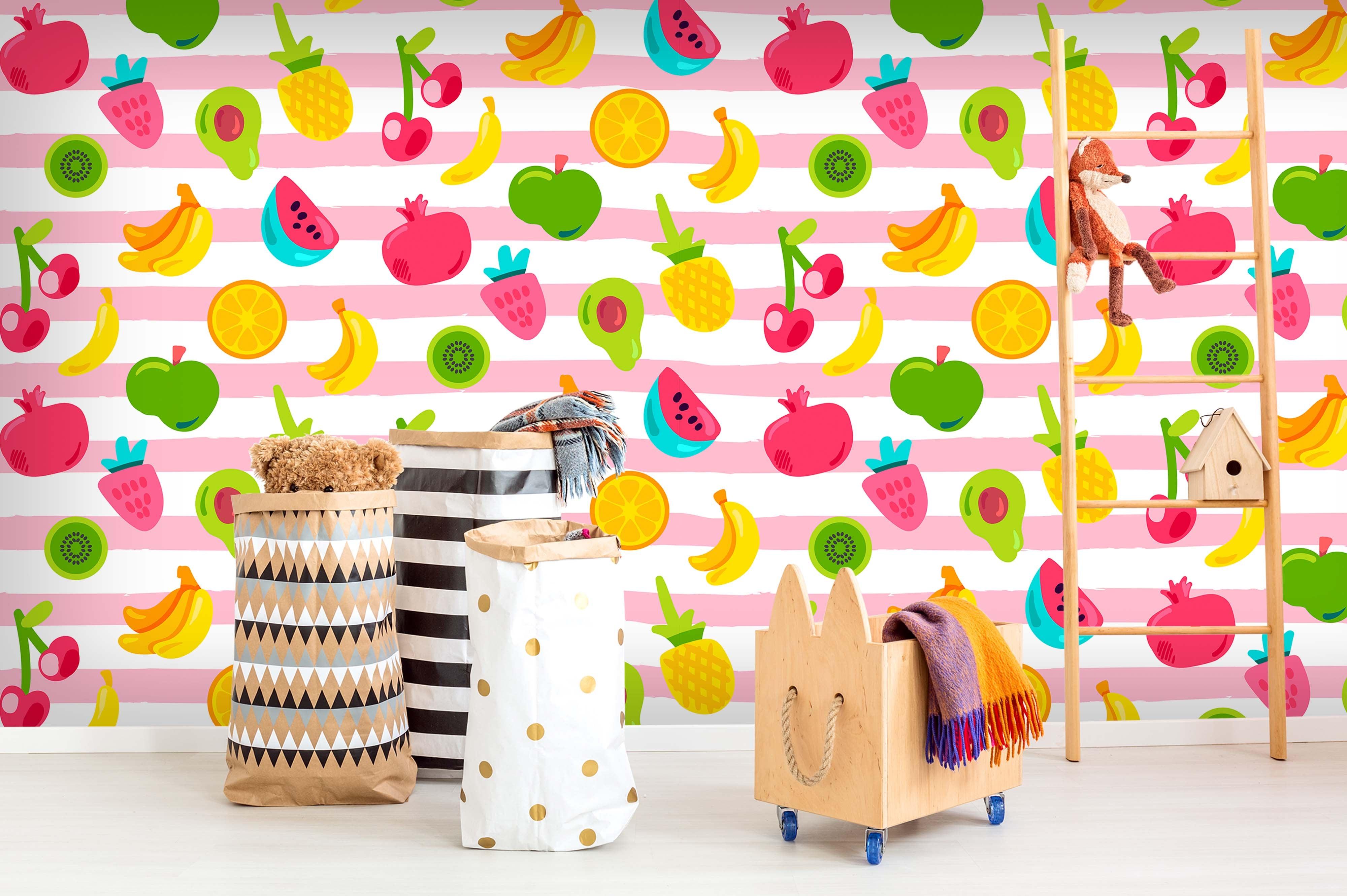 3D Fruits Stripes Wall Mural Wallpaper 50- Jess Art Decoration
