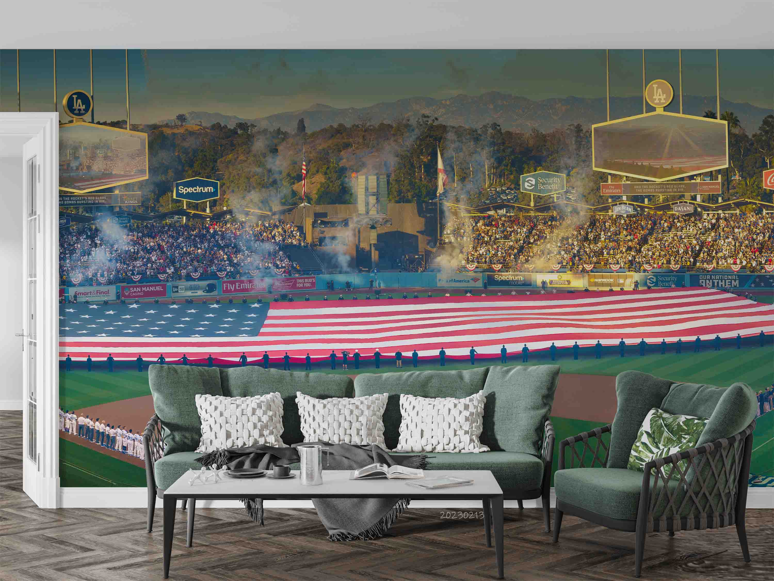 3D Dodger Stadium Los Angeles USA Wall Mural Wallpaper GD 1515- Jess Art Decoration