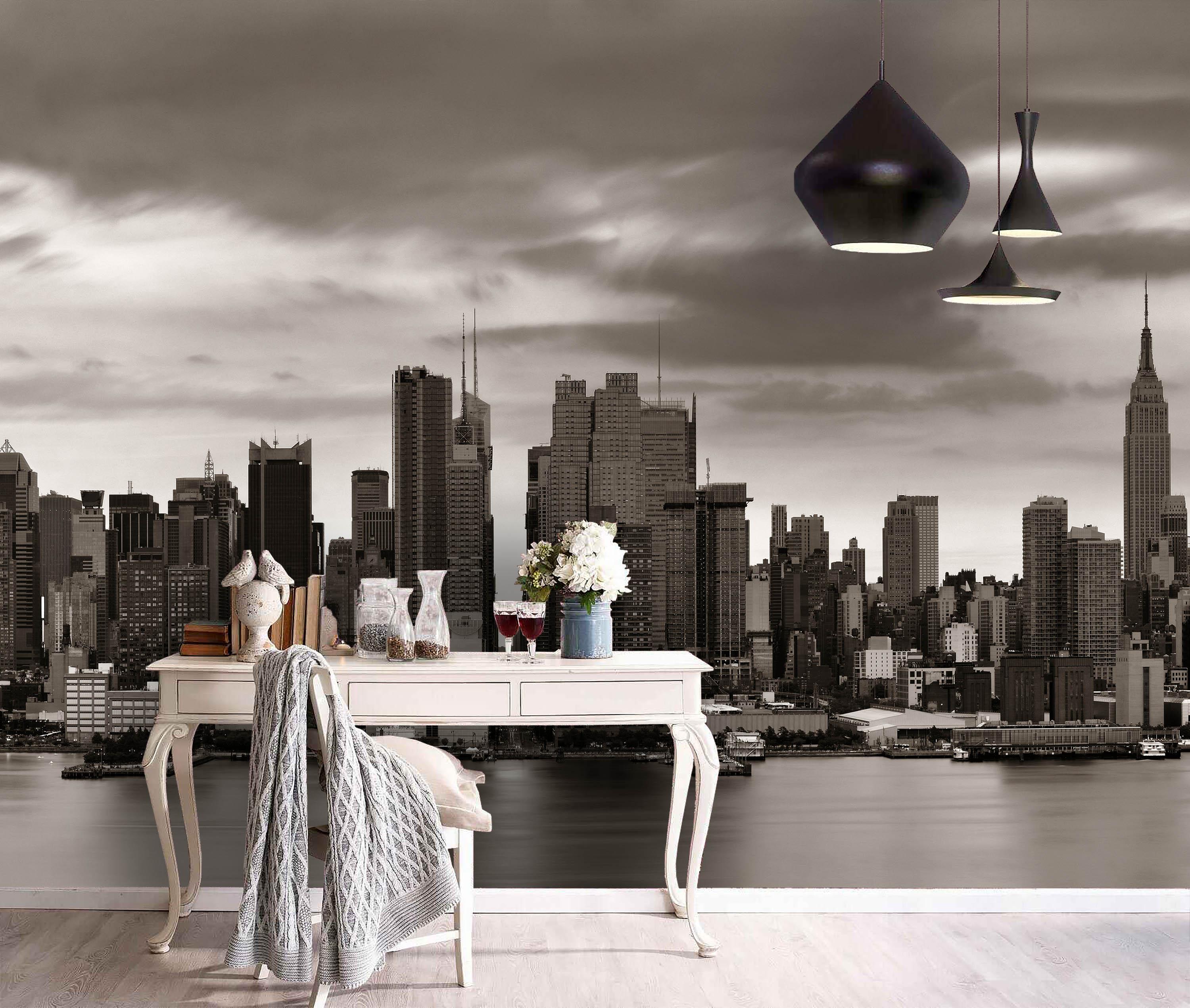 3D Black White City Wall Mural Wallpaper 50- Jess Art Decoration