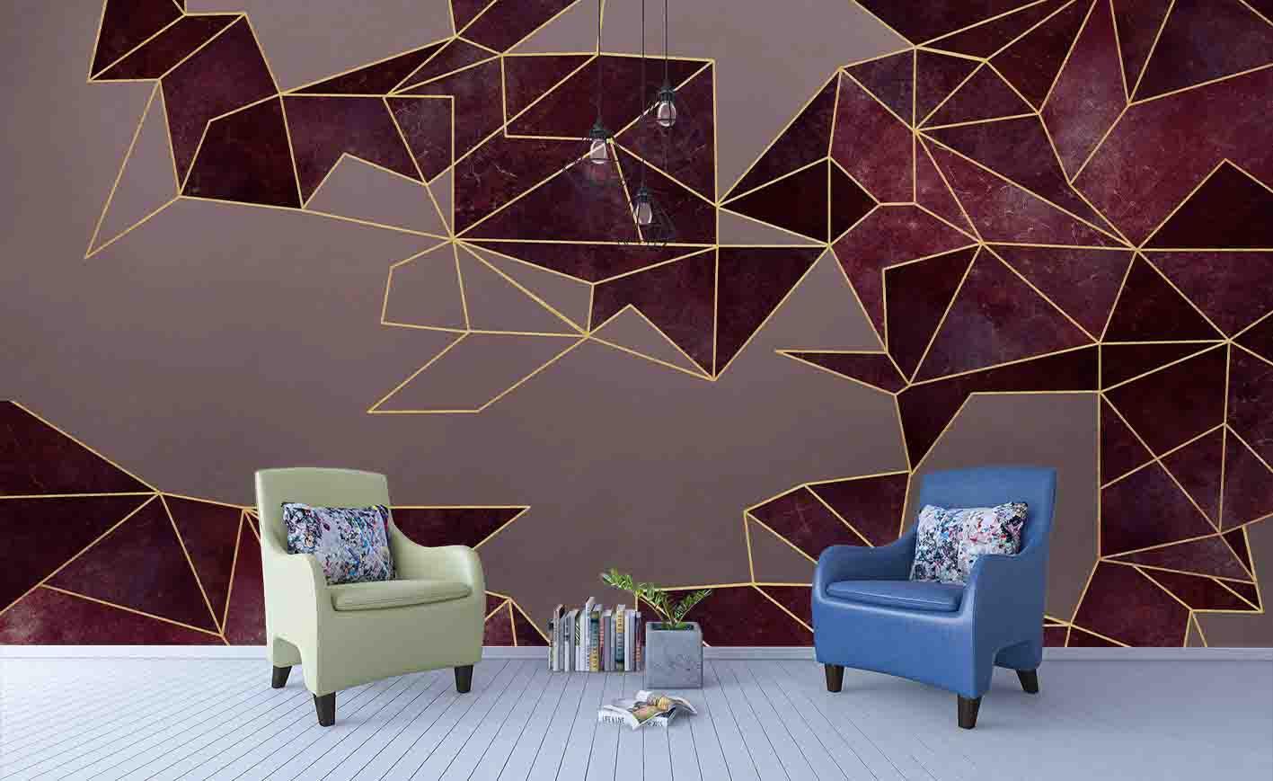 3D Dark Red Triangle Wall Mural Wallpaper 91- Jess Art Decoration