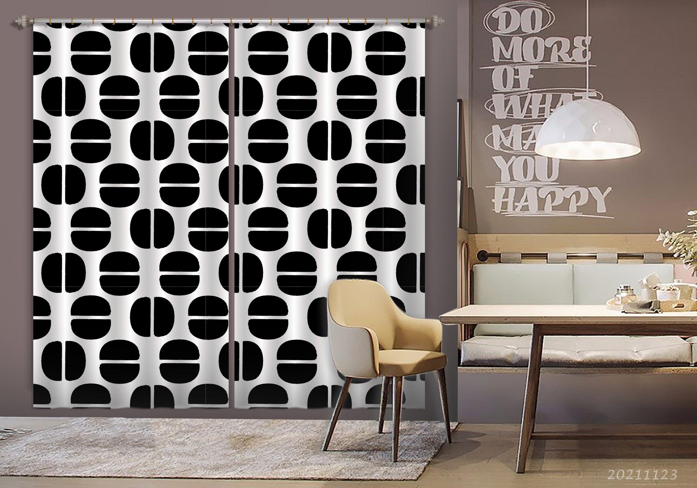 3D Abstract Black Geometric Graphic Curtains and Drapes LQH 23- Jess Art Decoration