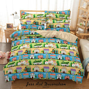 3D Hand Drawn Cartoon House Pattern Quilt Cover Set Bedding Set Duvet Cover Pillowcases 50- Jess Art Decoration