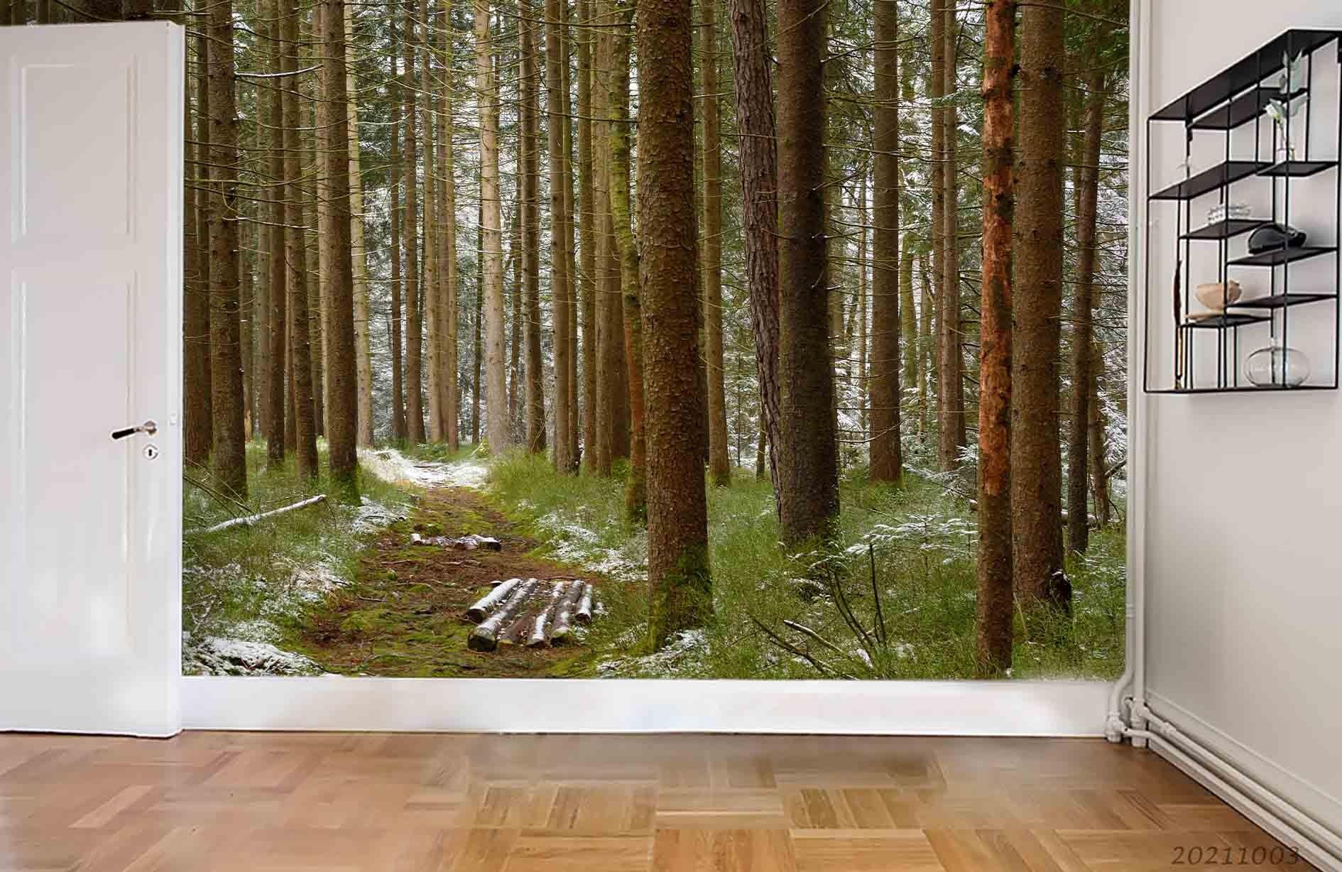 3D Green Tree Forest Nature Landscape Wall Mural Wallpaper LQH 517- Jess Art Decoration