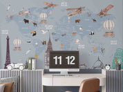 3D Cartoon Retro Airplane Animal Balloon Sky Wall Mural Wallpaper GD 3- Jess Art Decoration