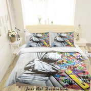 3D Banksy Mural Boy Colorized Graffiti Quilt Cover Set Bedding Set Duvet Cover Pillowcases  ZY D99- Jess Art Decoration