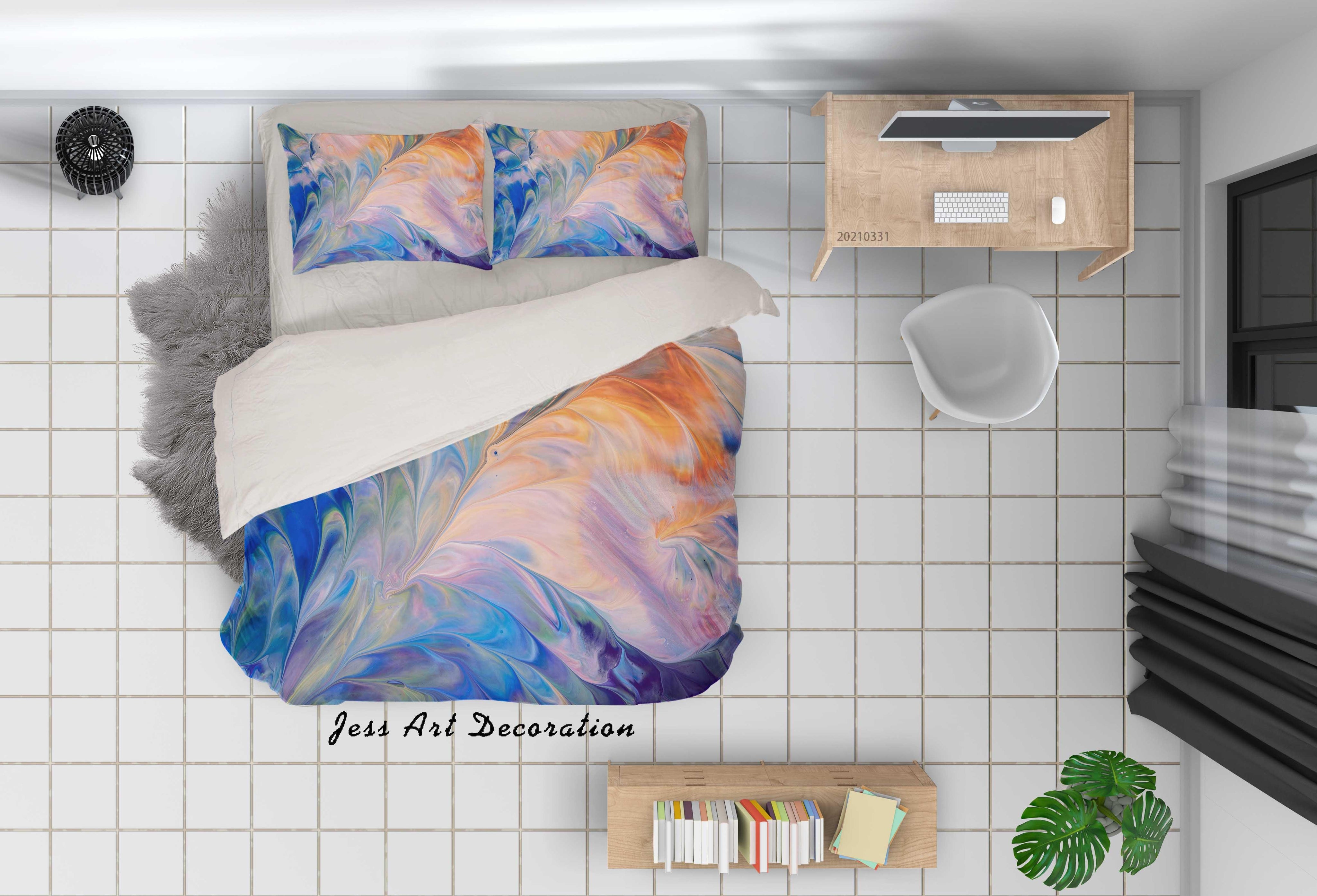 3D Abstract Color Marble Quilt Cover Set Bedding Set Duvet Cover Pillowcases 263- Jess Art Decoration