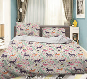 3D Cartoon Animal Beer Bird Pattern Quilt Cover Set Bedding Set Duvet Cover Pillowcases WJ 6473- Jess Art Decoration