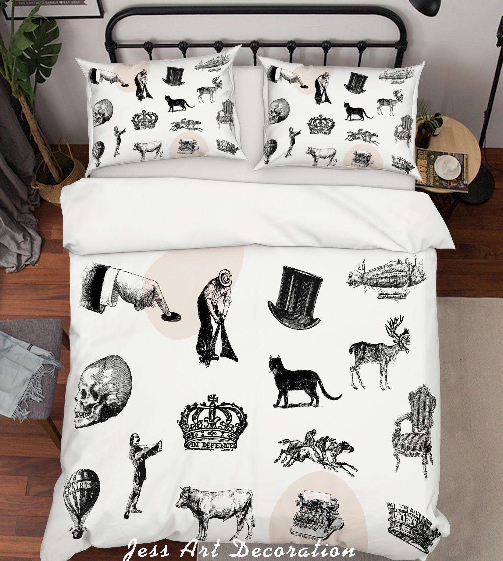 3D Man Woman Cow Human Skull Chair Pattern Quilt Cover Set Bedding Set Duvet Cover Pillowcases WJ 6913- Jess Art Decoration