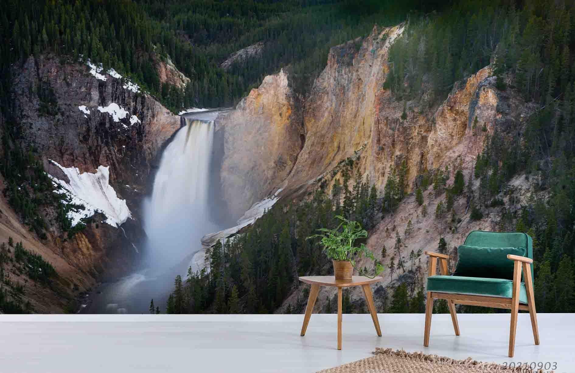 3D Waterfall Forest Nature Landscape Wall Mural Wallpaper LQH 204- Jess Art Decoration