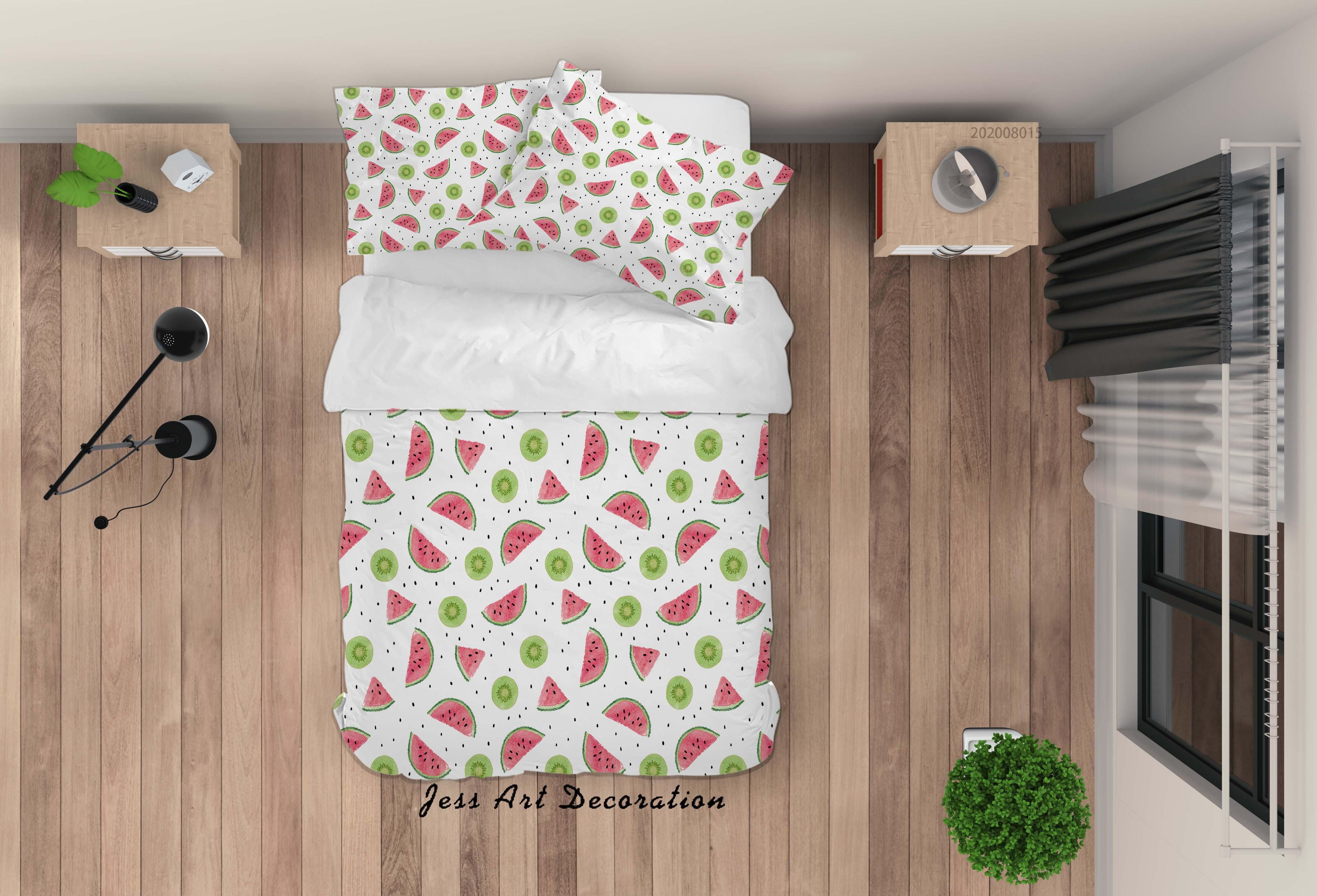 3D Watermelon Kiwi Fruity Quilt Cover Set Bedding Set Duvet Cover Pillowcases LXL- Jess Art Decoration
