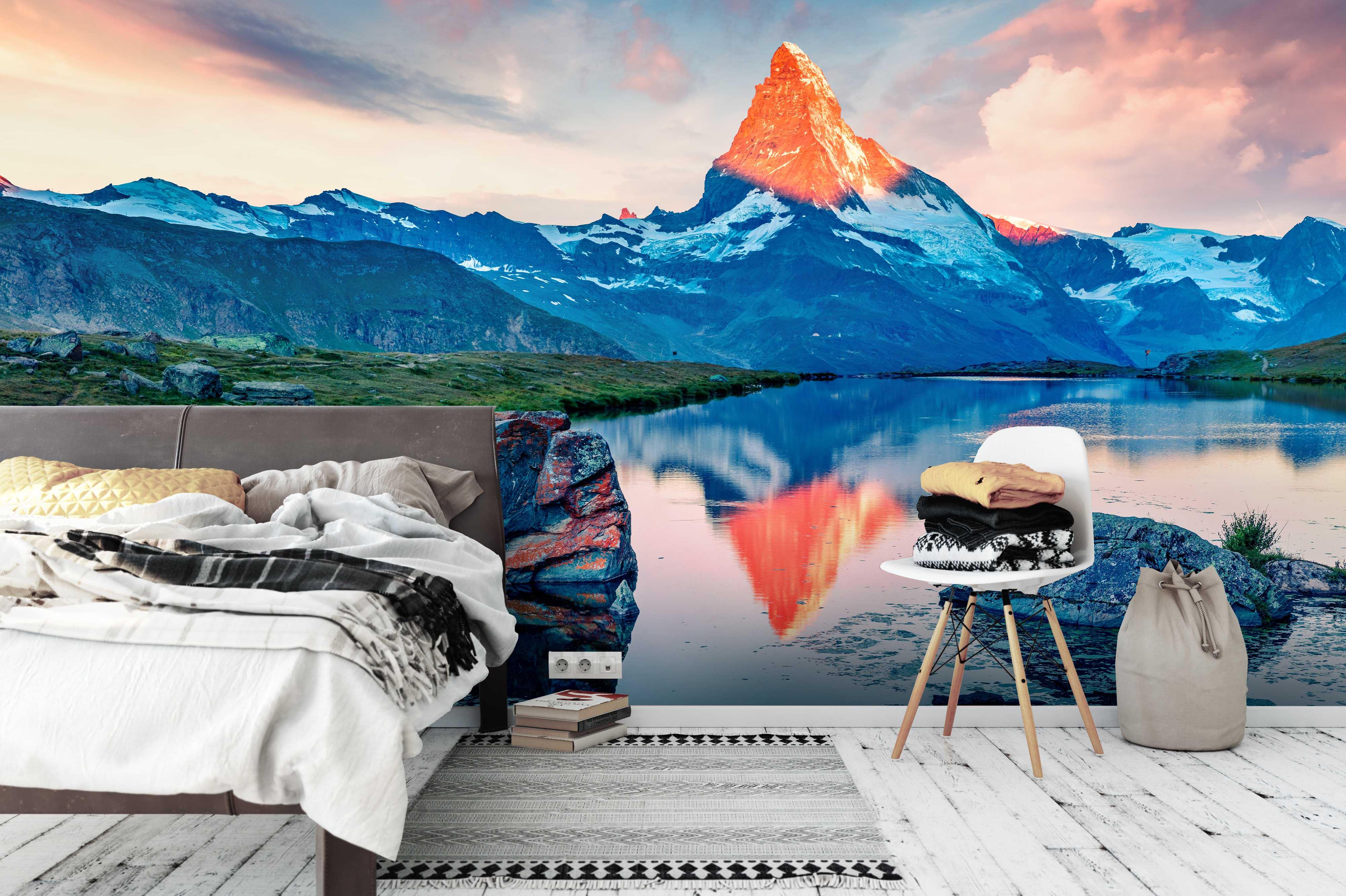 3D Red Mountain Peak Wall Mural Wallpaper 94- Jess Art Decoration