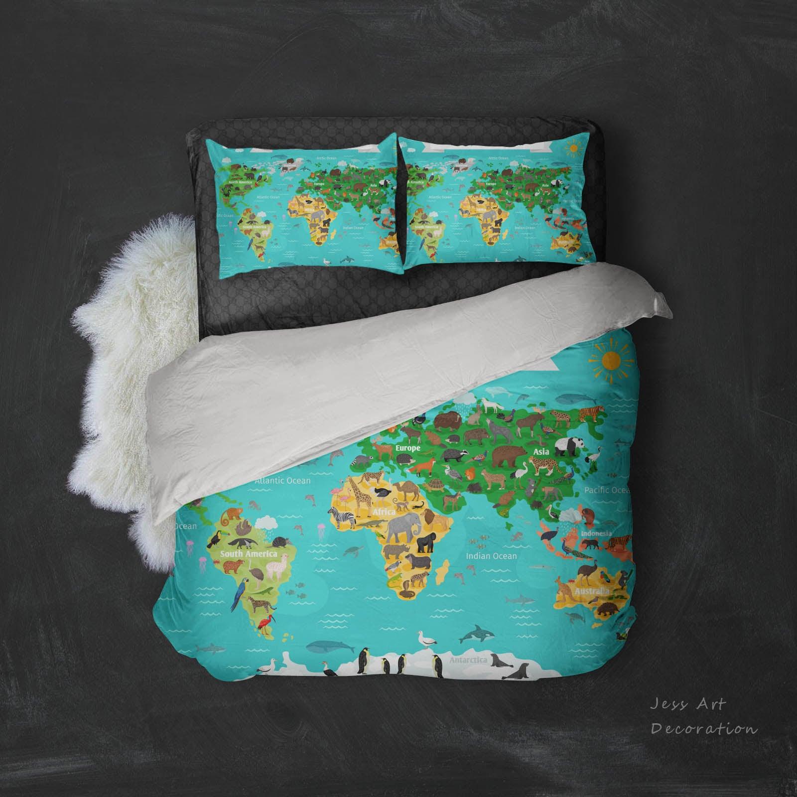 3D Green World Map Quilt Cover Set Bedding Set Pillowcases 248- Jess Art Decoration
