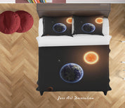 3D Black Space Planet Quilt Cover Set Bedding Set Duvet Cover Pillowcases SF127- Jess Art Decoration
