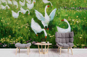 3D Grassland White Goose Oil Painting Wall Mural Wallpaper 13- Jess Art Decoration