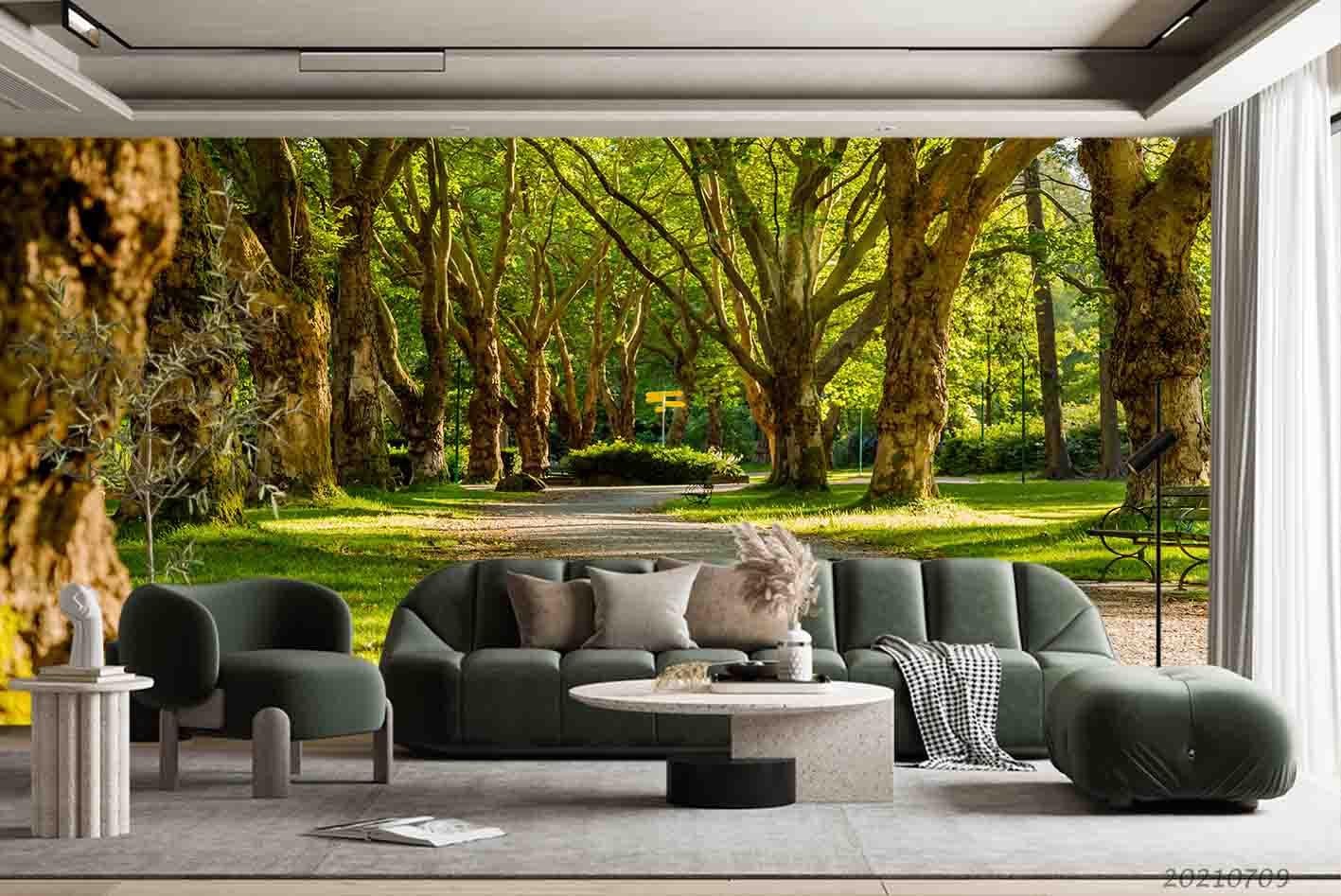 3D Woods Park Path Wall Mural Wallpaper SWW4168- Jess Art Decoration