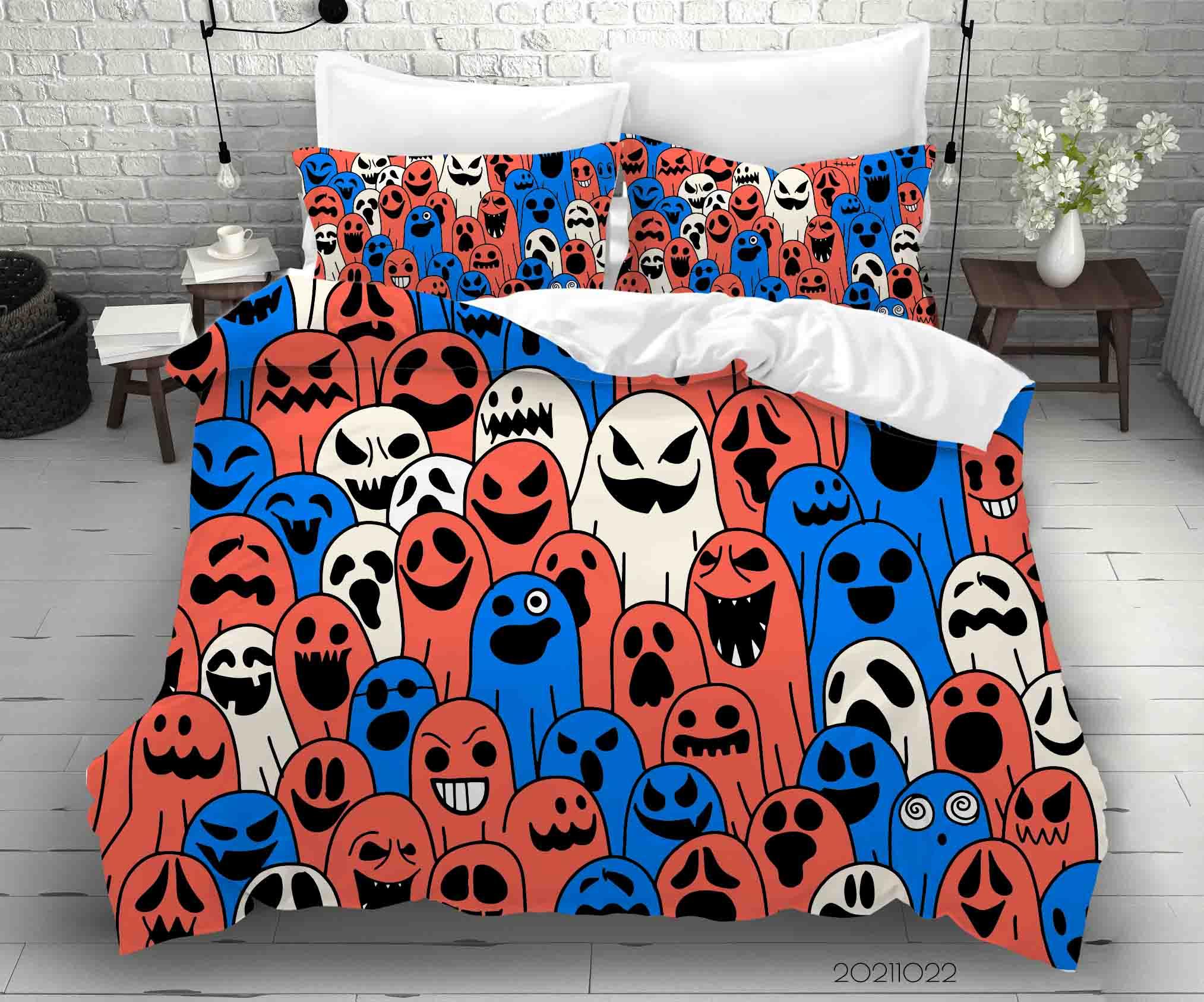 3D Abstract Ghost Graffiti Quilt Cover Set Bedding Set Duvet Cover Pillowcases 27- Jess Art Decoration