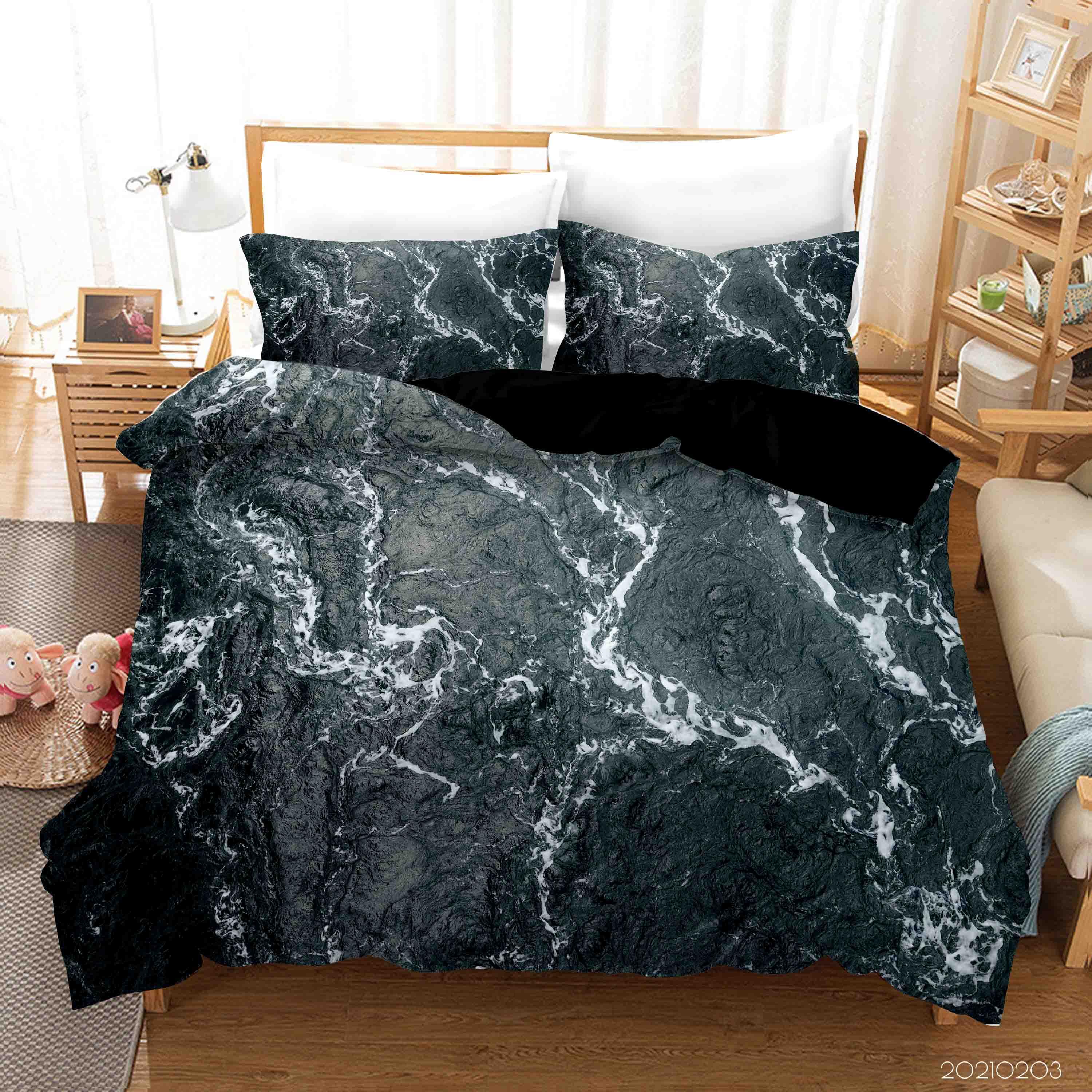 3D Abstract Marble Texture Quilt Cover Set Bedding Set Duvet Cover Pillowcases 17- Jess Art Decoration