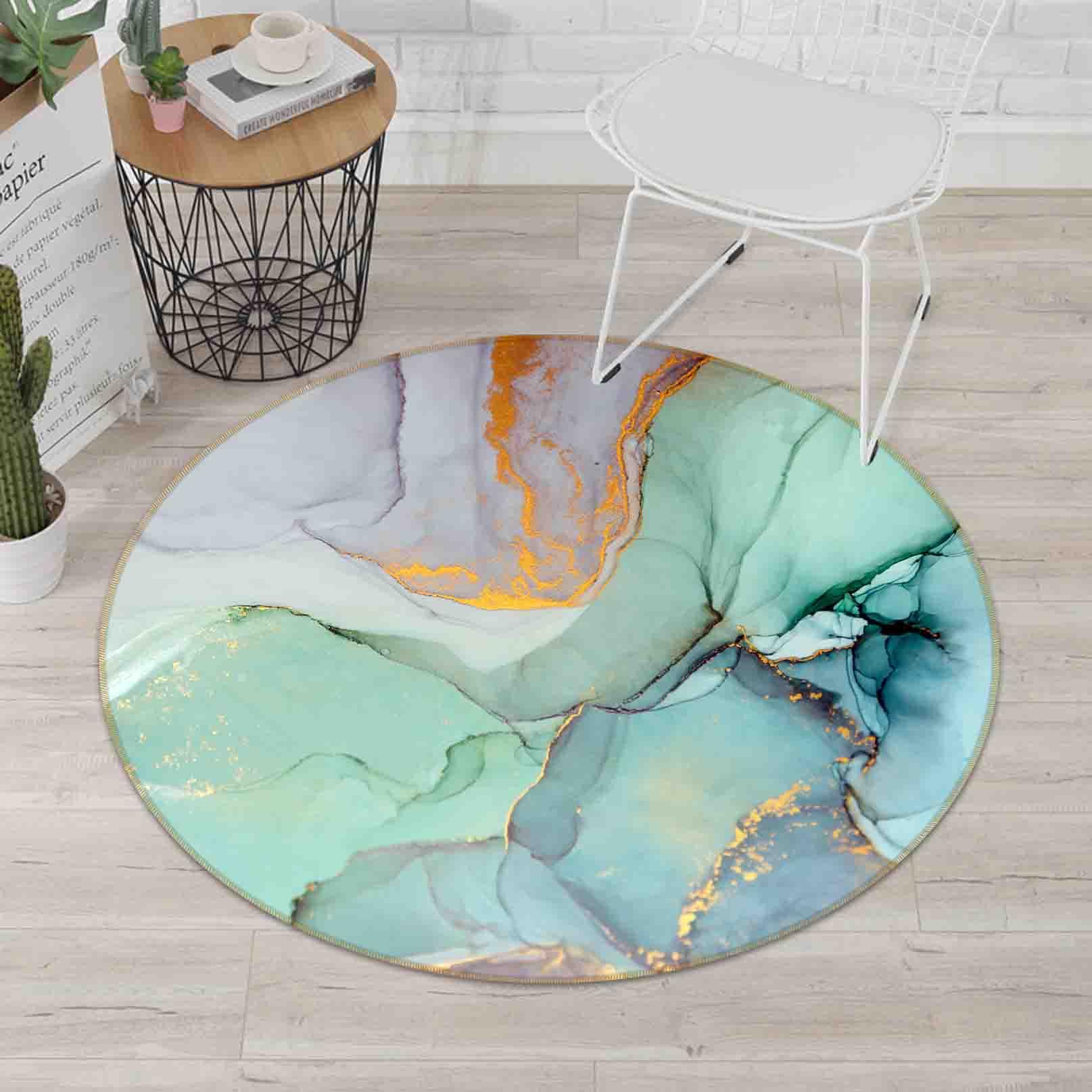 3D Watercolor Green Marble Texture Non-Slip Round Rug Mat 101- Jess Art Decoration