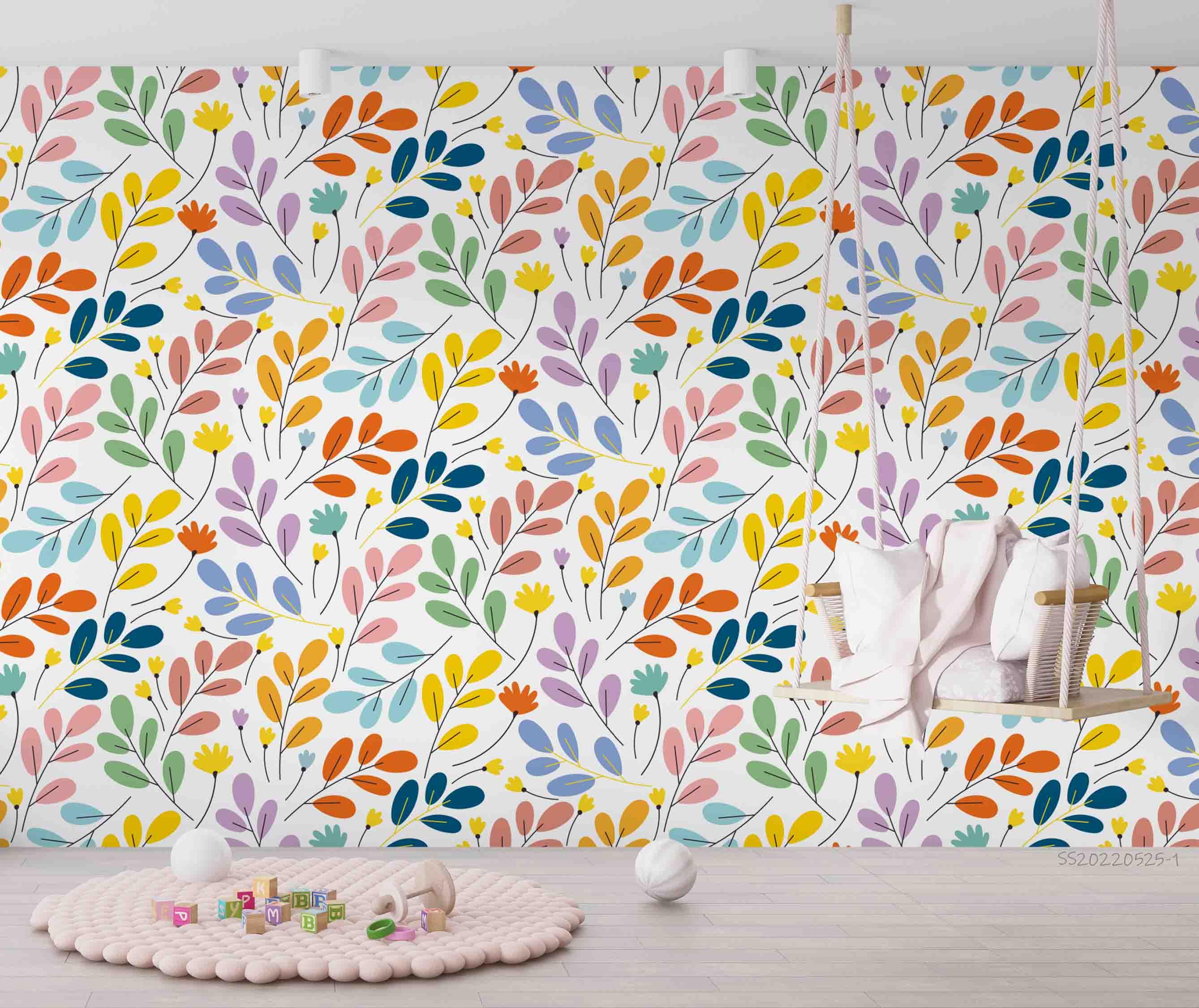 3D Watercolor Colorful Leaf Wall Mural Wallpaper GD 4774- Jess Art Decoration