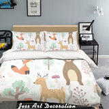 3D Color Cartoon Animals Fox Reindeer Bear Quilt Cover Set Bedding Set Pillowcases  173- Jess Art Decoration