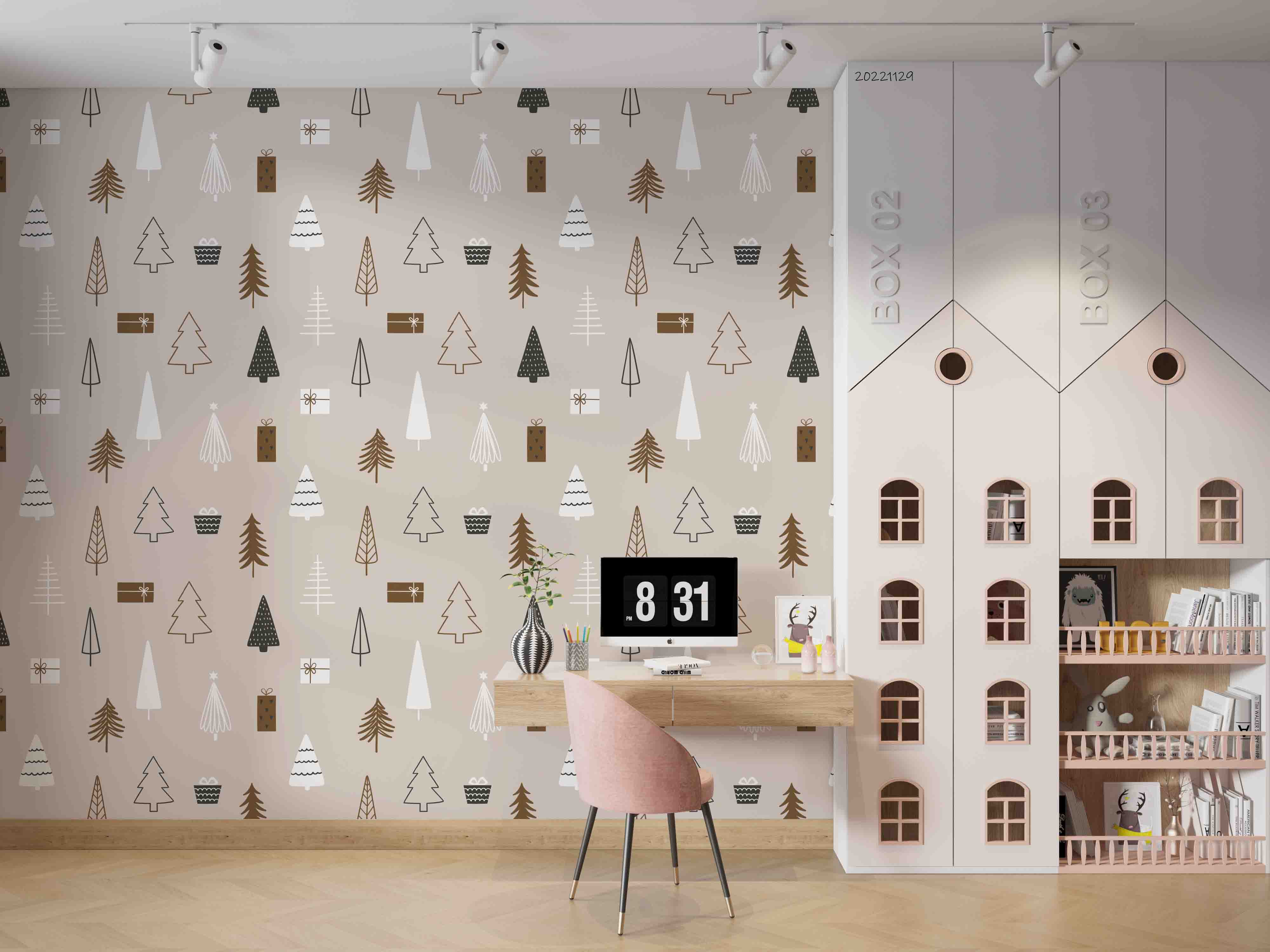 3D Christmas Season Pine Tree Wall Mural Wallpaper GD 2083- Jess Art Decoration