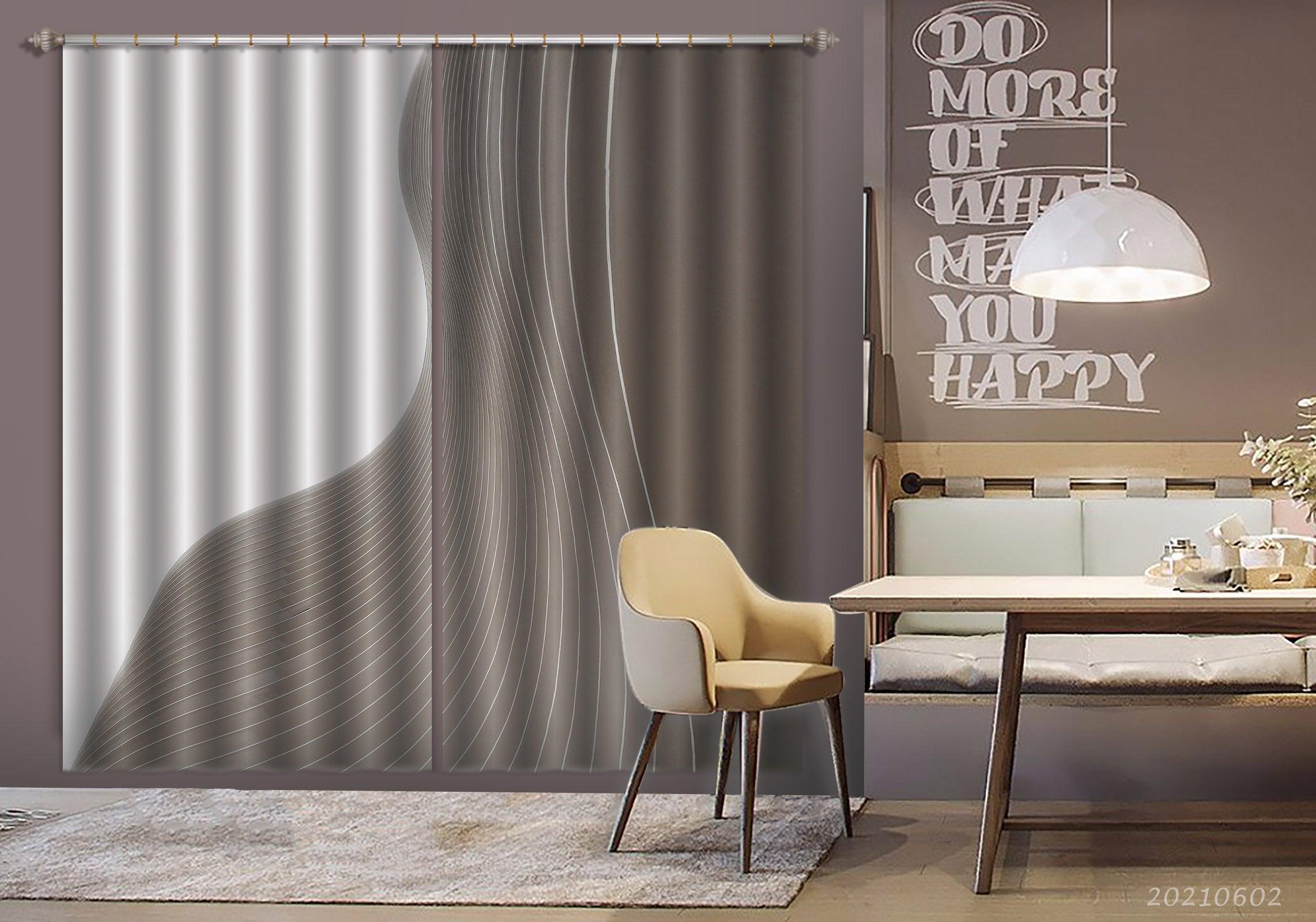 3D Abstract Geometric Line Bicolor Pattern Curtains and Drapes GD 597- Jess Art Decoration