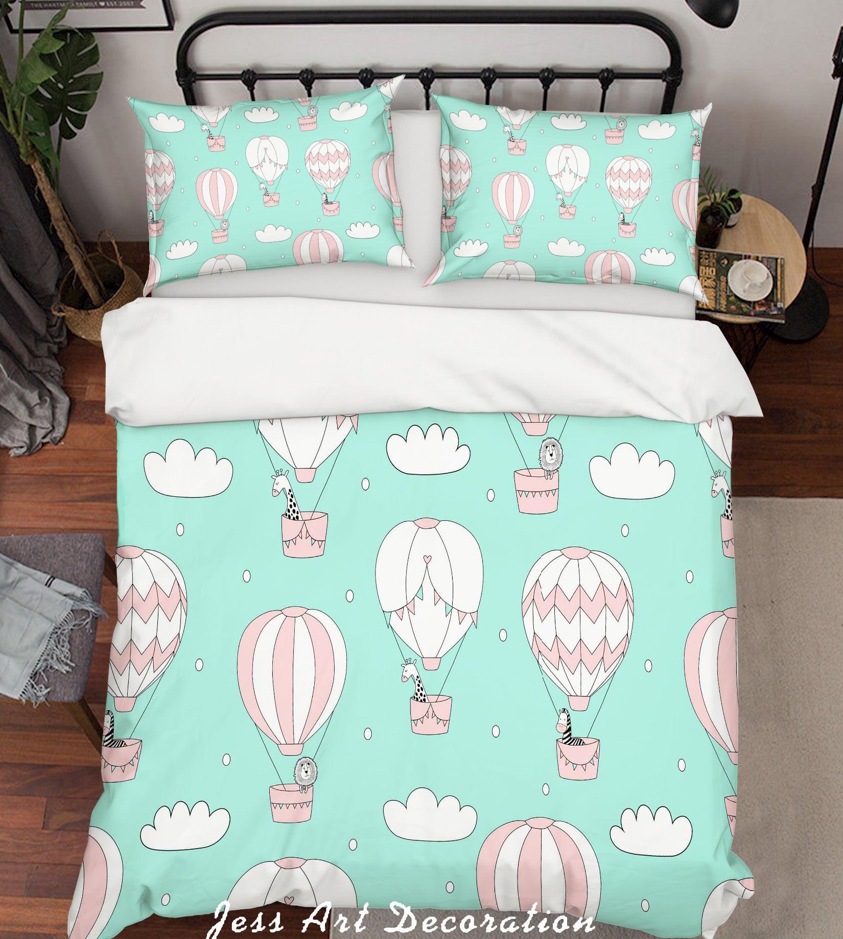3D Cartoon Hot Air Balloon Quilt Cover Set Bedding Set Pillowcases 8- Jess Art Decoration