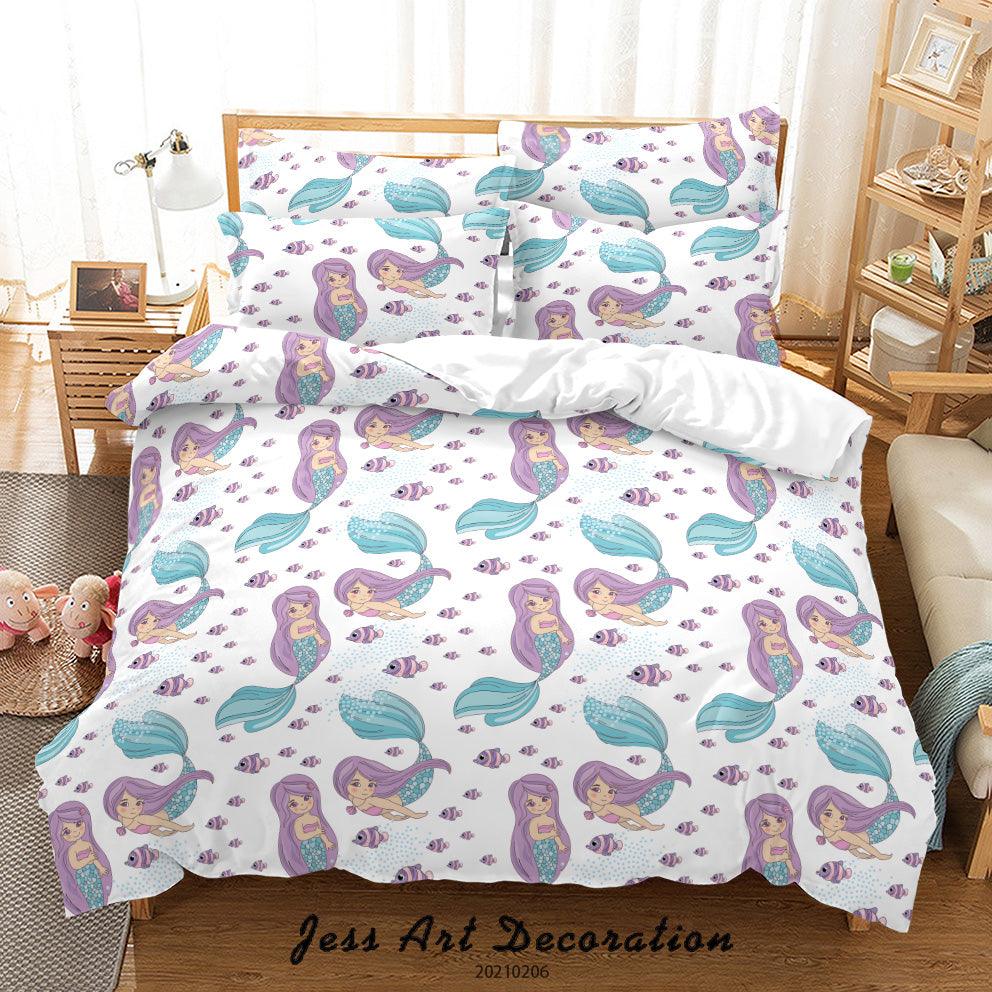 3D Watercolor Mermaid Pattern Quilt Cover Set Bedding Set Duvet Cover Pillowcases 177- Jess Art Decoration