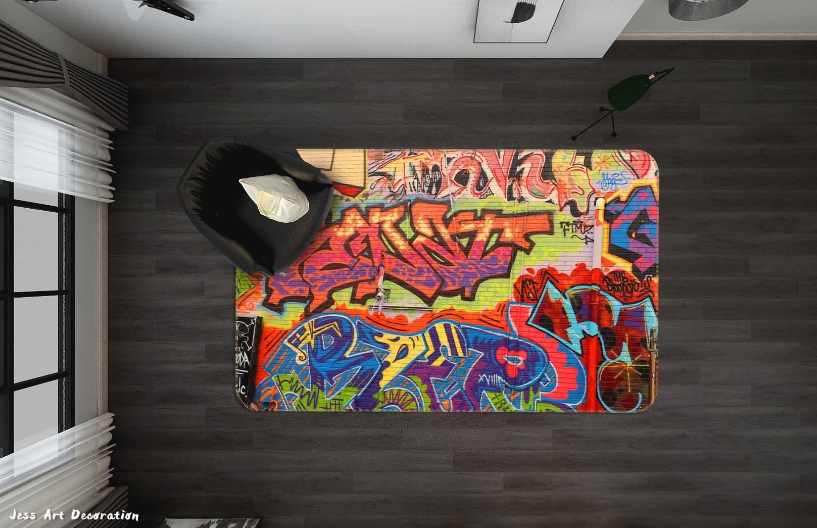 3D Color Art Graffiti Background Non-Slip Rug Mat A058 LQH- Jess Art Decoration