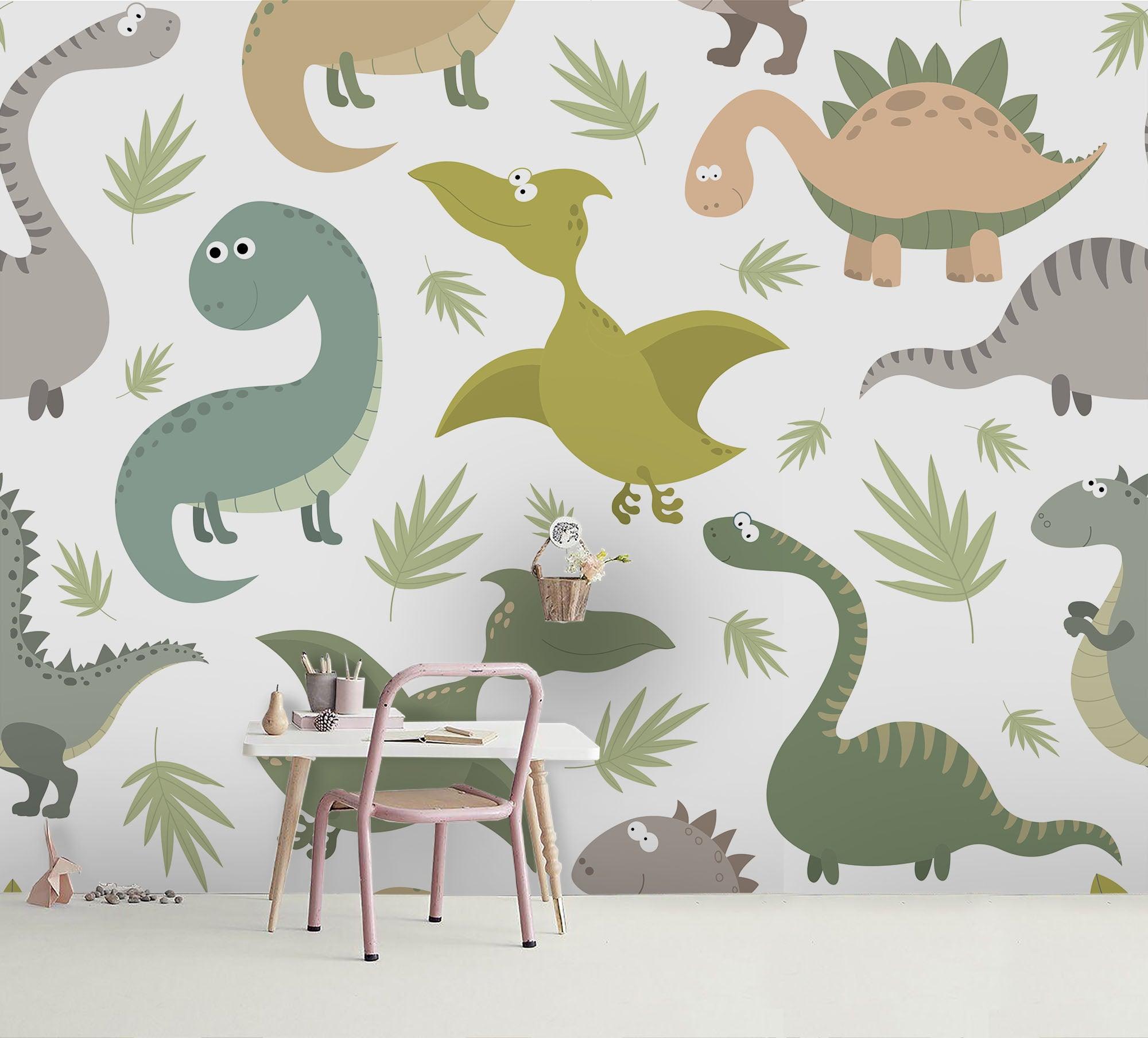 3D Cartoon Dinosaur Wall Mural Wallpaper 49- Jess Art Decoration