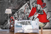 3D Hand Paint Waitress Wall Mural Wallpaper 166- Jess Art Decoration