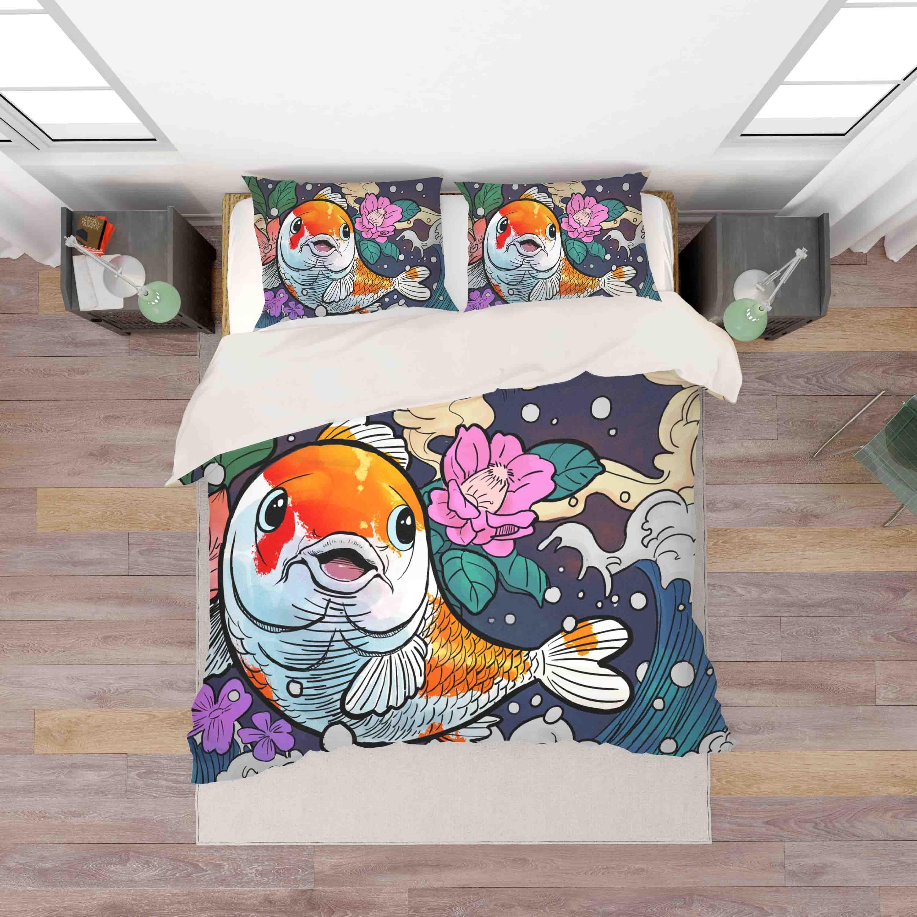 3D Abstract Carp Floral Quilt Cover Set Bedding Set Pillowcases 62- Jess Art Decoration
