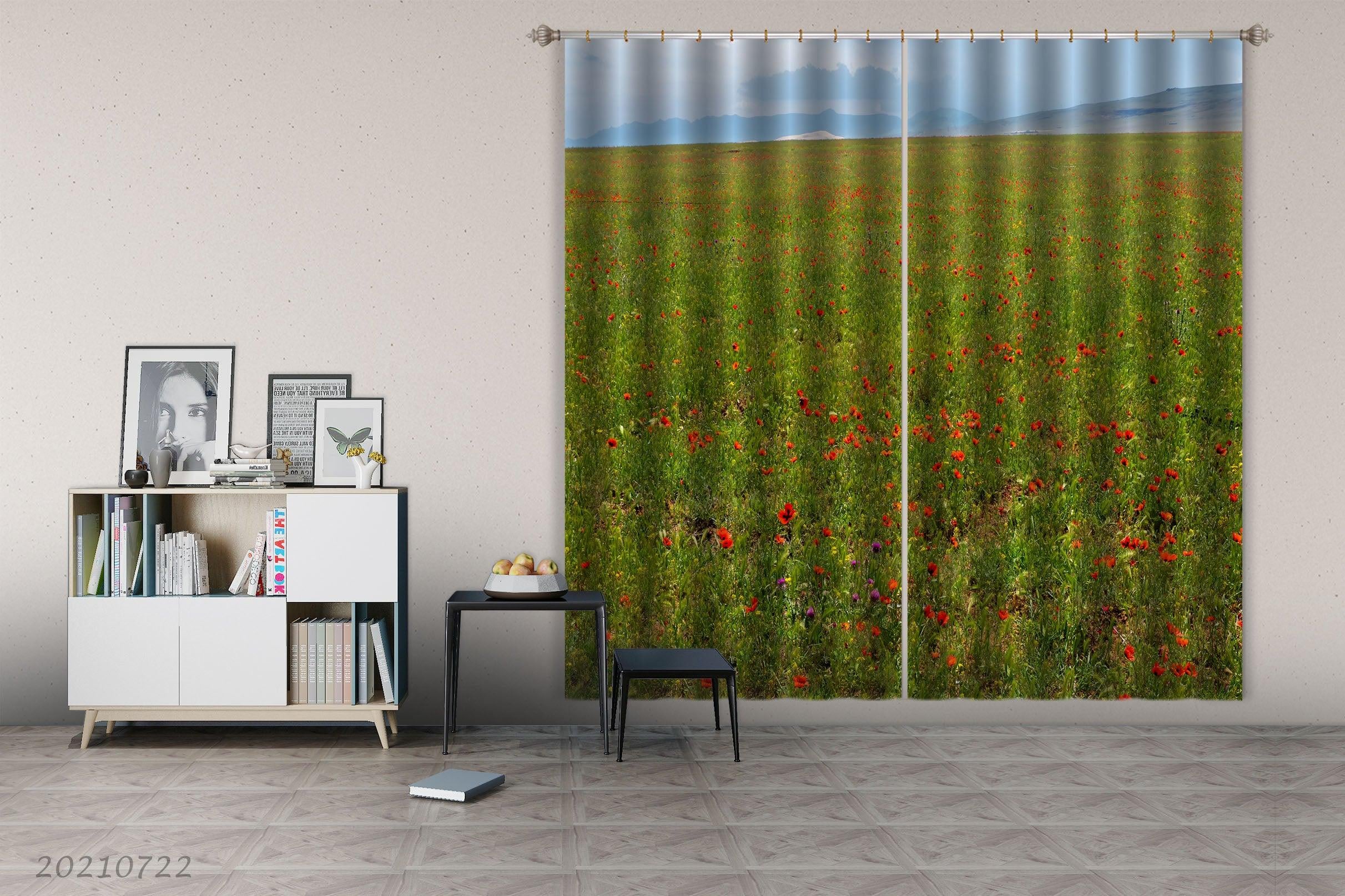 3D Landscape Sky Mountain Meadow Curtains and Drapes LQH 279- Jess Art Decoration