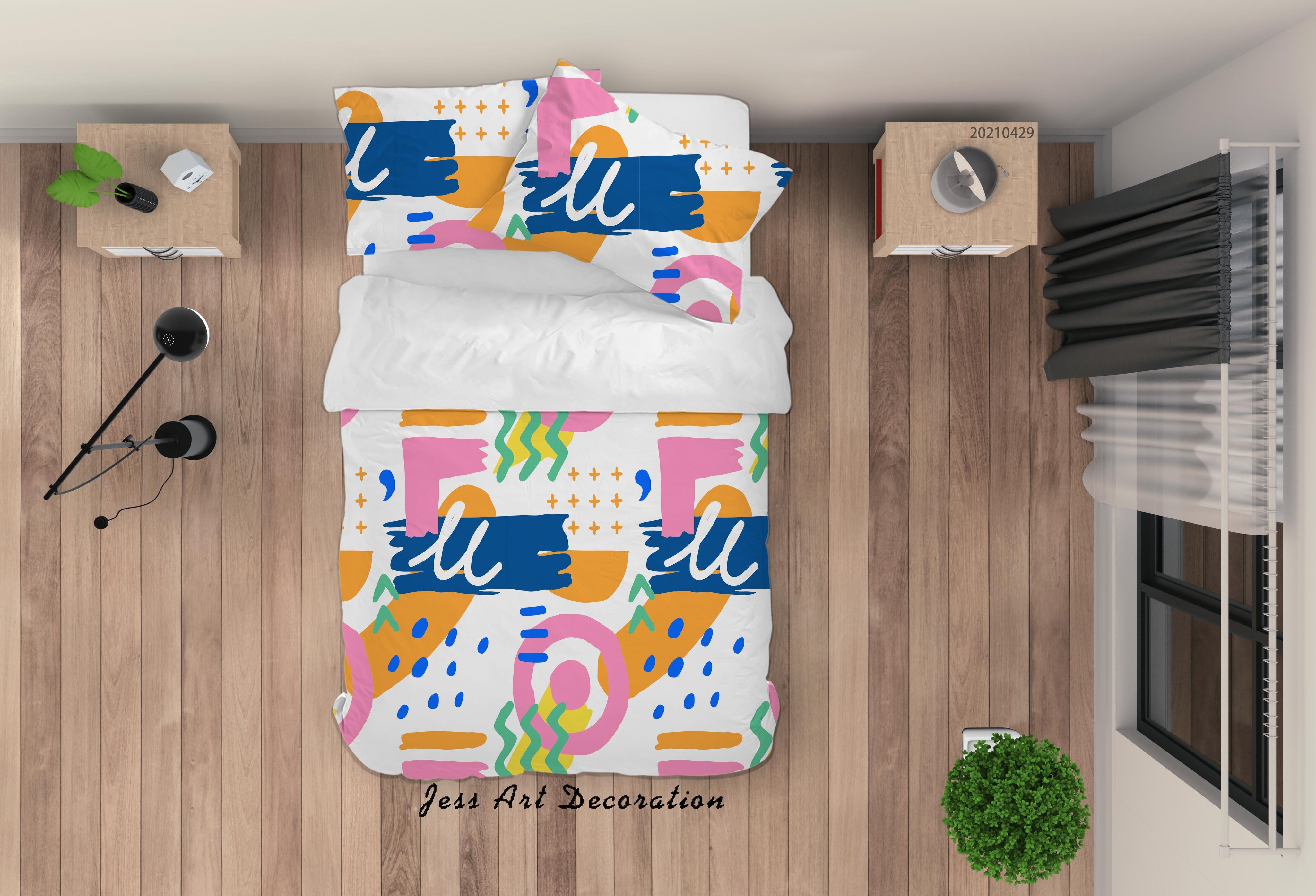 3D Abstract Color Pattern Quilt Cover Set Bedding Set Duvet Cover Pillowcases 1- Jess Art Decoration