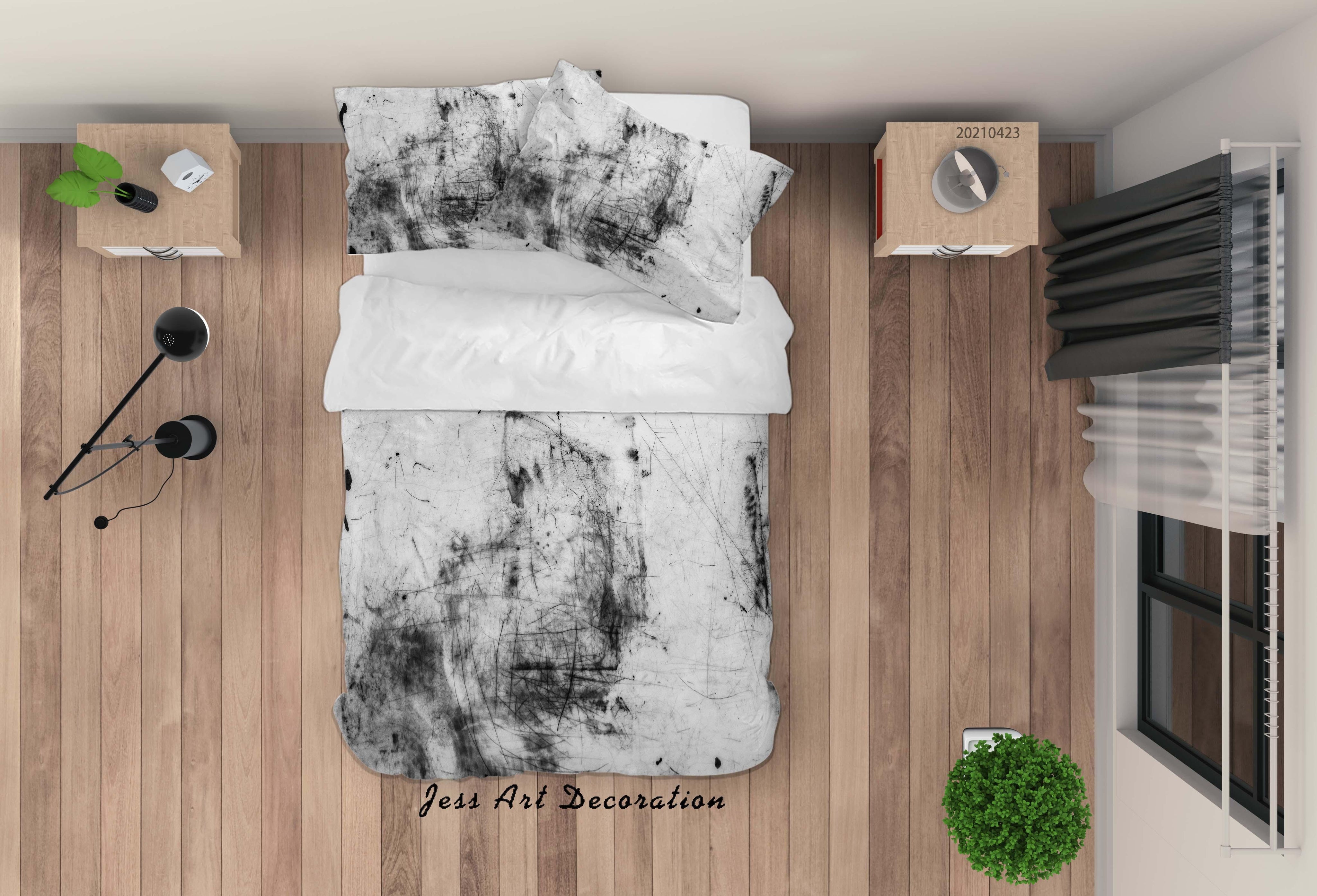 3D Abstract Black Graffiti Quilt Cover Set Bedding Set Duvet Cover Pillowcases 72- Jess Art Decoration