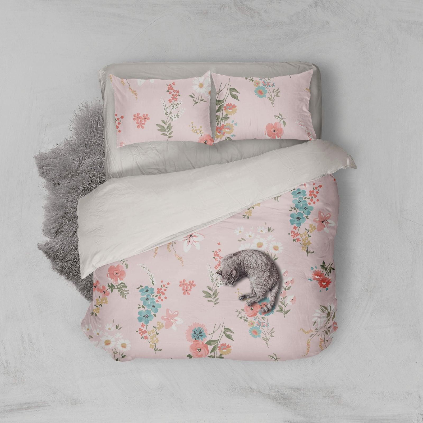 3D Pink Background Floral Quilt Cover Set Bedding Set Pillowcases 58- Jess Art Decoration