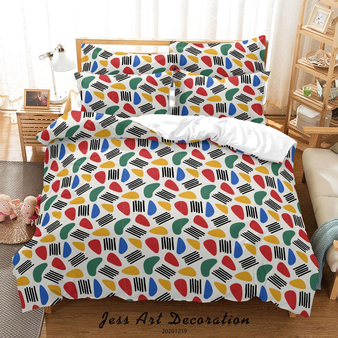 3D Abstract Colorful Geometric Pattern Quilt Cover Set Bedding Set Duvet Cover Pillowcases 75- Jess Art Decoration