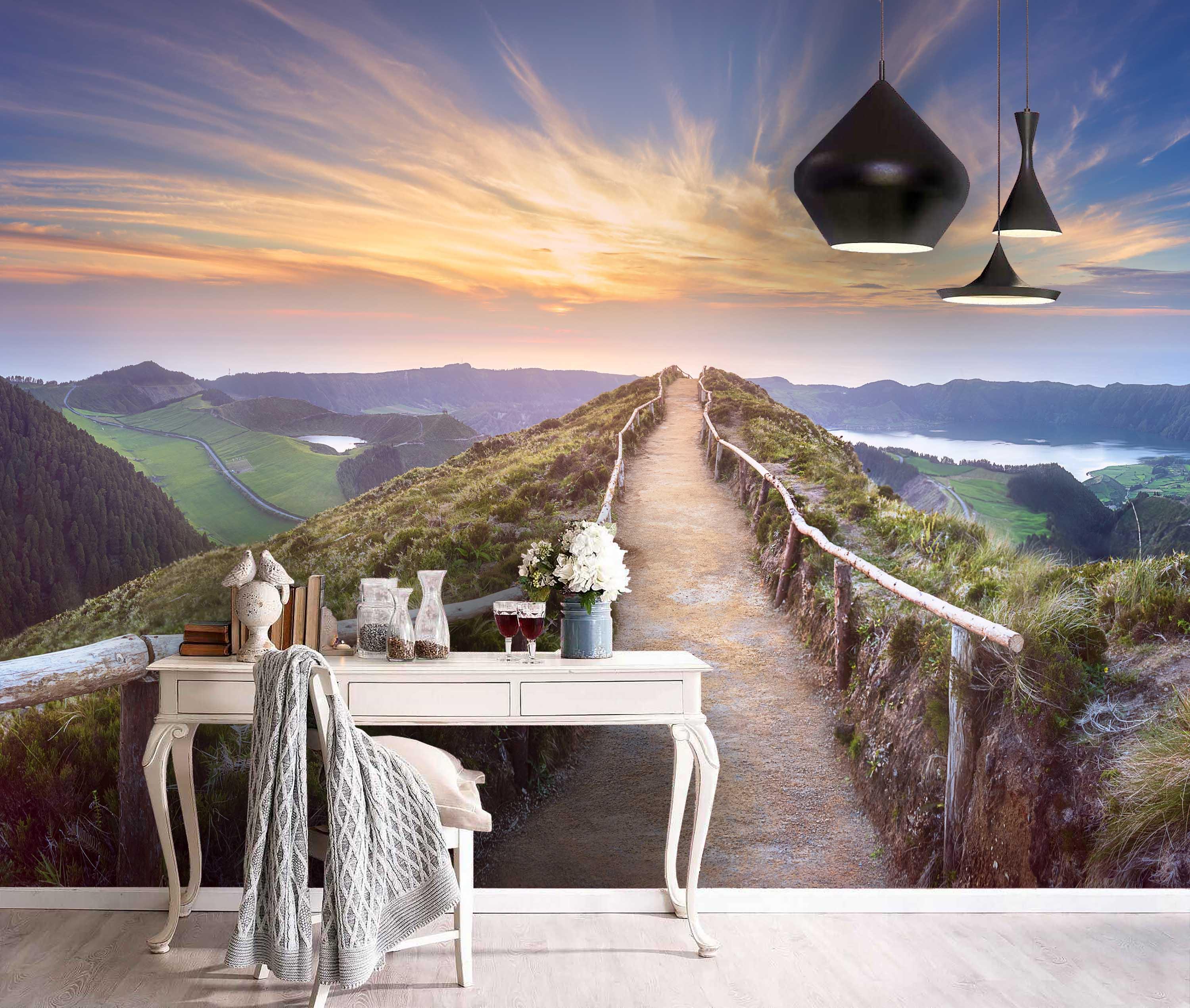 3D Colorful Clouds Mountains Paths Wall Mural Wallpaper 141- Jess Art Decoration