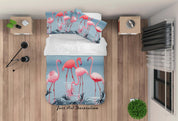 3D Lake Flamingo Quilt Cover Set Bedding Set Duvet Cover Pillowcases LXL 270- Jess Art Decoration