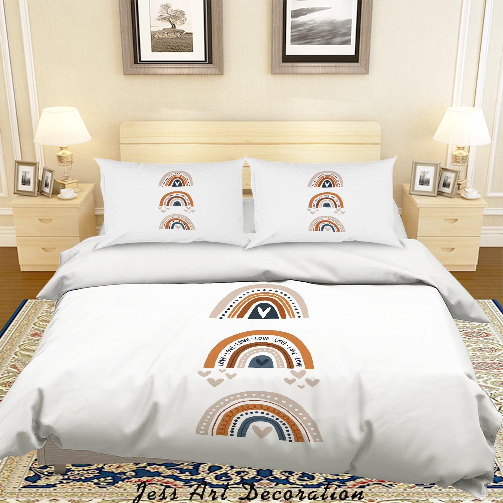 3D White Rainbow Quilt Cover Set Bedding Set Duvet Cover Pillowcases SF68- Jess Art Decoration
